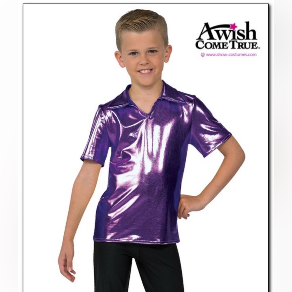 Awish Come True 333 Flat Foil Guy Short Sleeved Shirt Boys Dance Costume